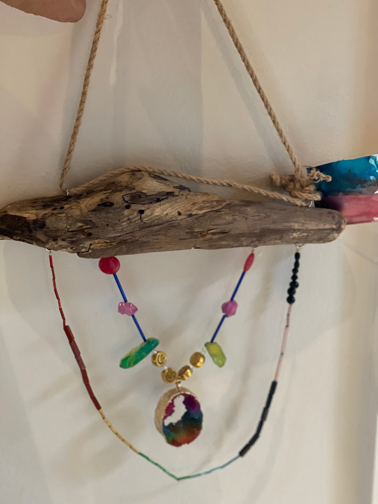 Driftwood Rainbow Geode Smiles Suncatcher Mobile