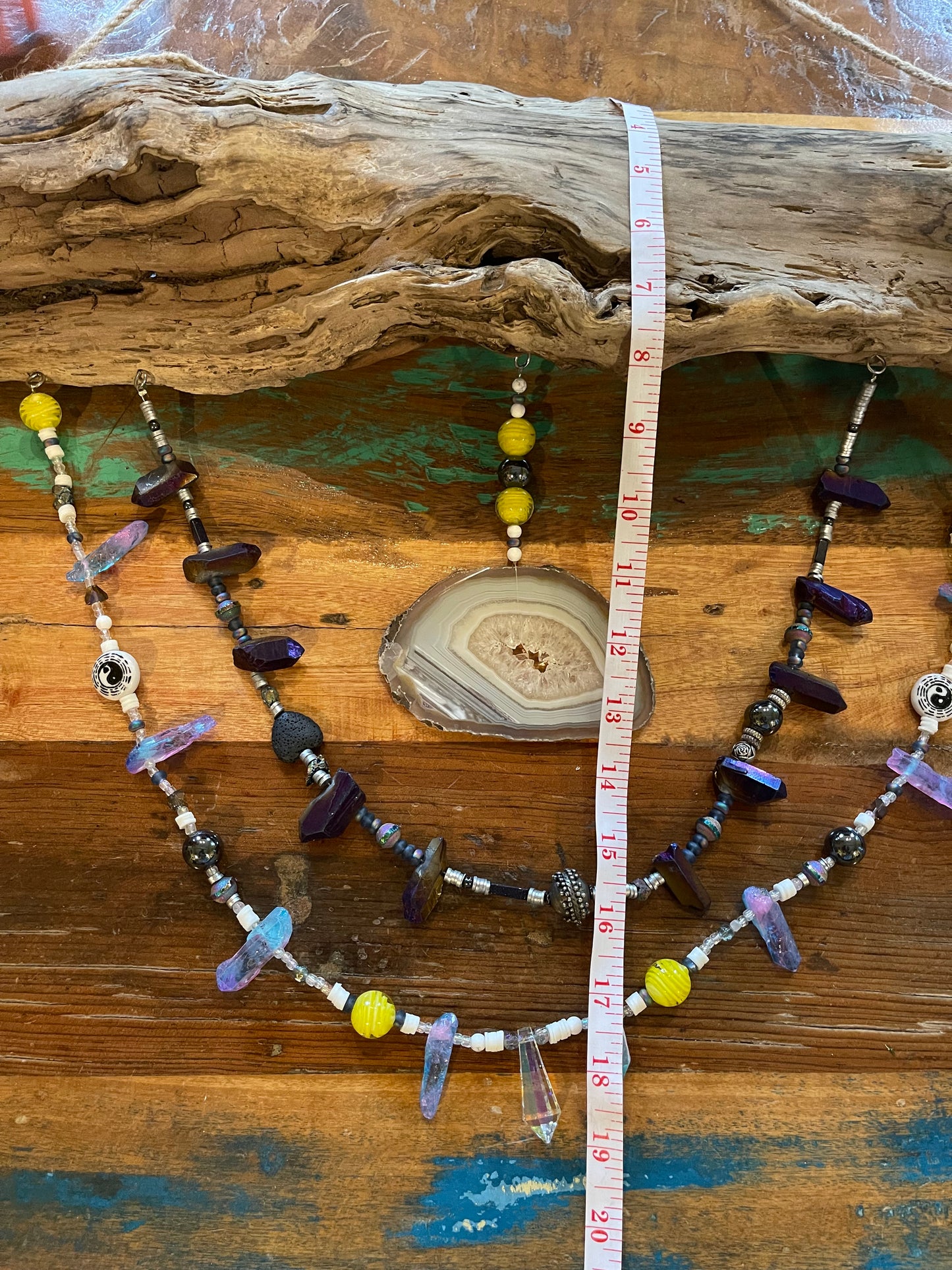 Driftwood Agate, Gem and Crystal Suncatcher Mobile