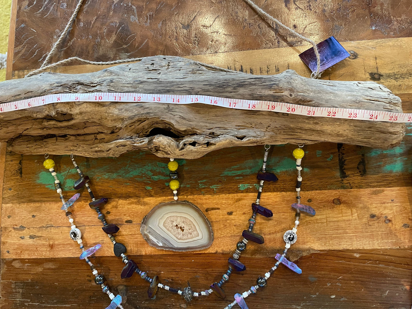 Driftwood Agate, Gem and Crystal Suncatcher Mobile